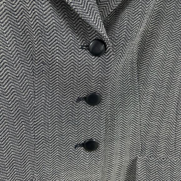 Max Mara Black Cream Chevron Print Button Up Wool Blazer Jacket 8 *AS IS* - Picture 7 of 11
